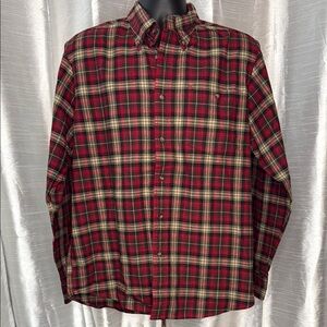 Eddie Bauer NWT Flannel Heritage Red Men’s M Button Down Plaid Long Sleeve Shirt